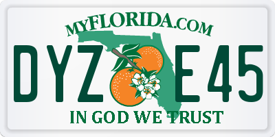 FL license plate DYZE45
