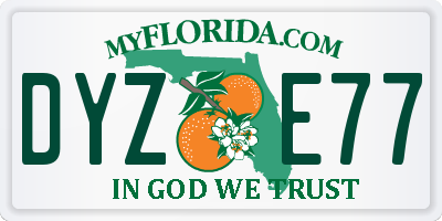 FL license plate DYZE77