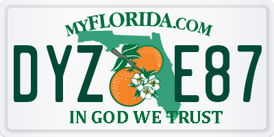 FL license plate DYZE87