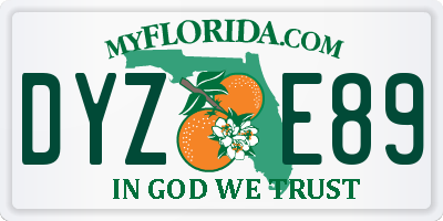 FL license plate DYZE89