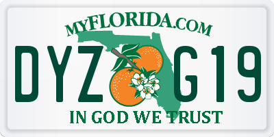 FL license plate DYZG19