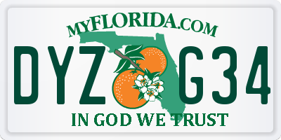 FL license plate DYZG34