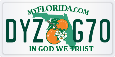 FL license plate DYZG70