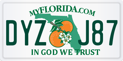 FL license plate DYZJ87