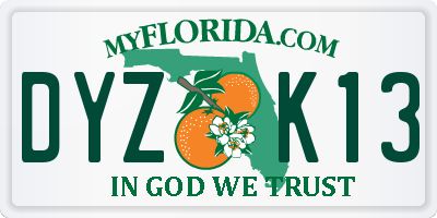 FL license plate DYZK13