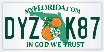 FL license plate DYZK87