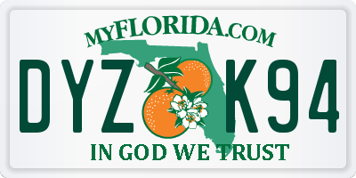 FL license plate DYZK94
