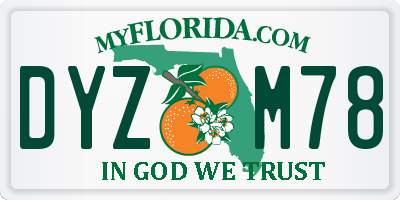 FL license plate DYZM78