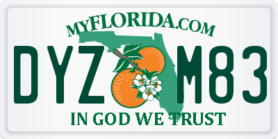 FL license plate DYZM83