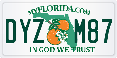 FL license plate DYZM87