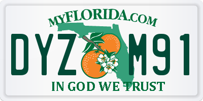 FL license plate DYZM91