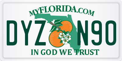 FL license plate DYZN90