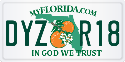 FL license plate DYZR18