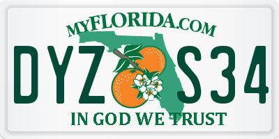 FL license plate DYZS34