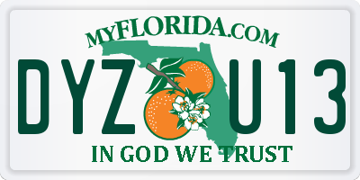 FL license plate DYZU13