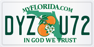 FL license plate DYZU72