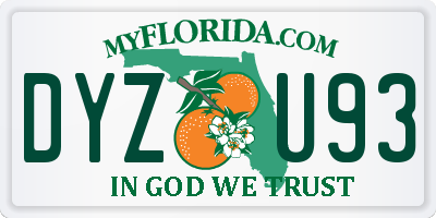 FL license plate DYZU93