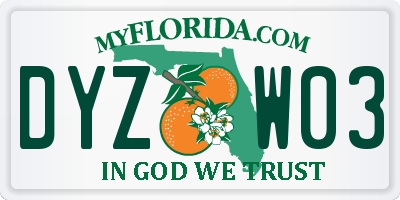 FL license plate DYZW03