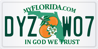 FL license plate DYZW07