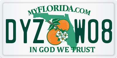 FL license plate DYZW08