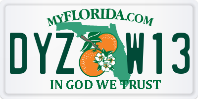 FL license plate DYZW13
