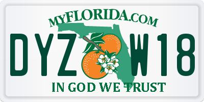 FL license plate DYZW18