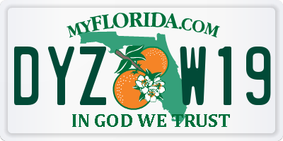 FL license plate DYZW19