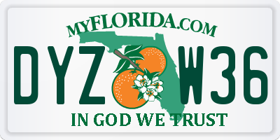 FL license plate DYZW36