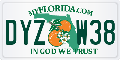 FL license plate DYZW38
