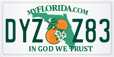 FL license plate DYZZ83