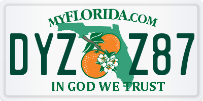FL license plate DYZZ87