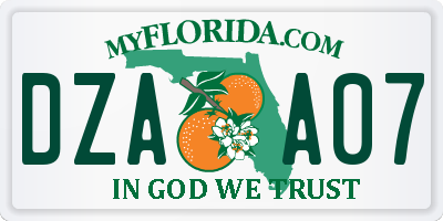 FL license plate DZAA07