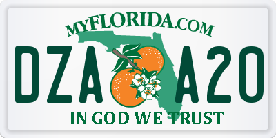 FL license plate DZAA20
