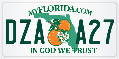 FL license plate DZAA27