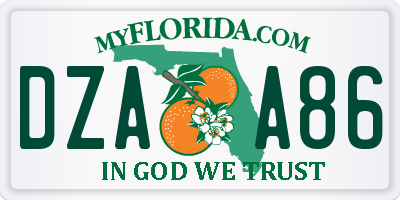 FL license plate DZAA86