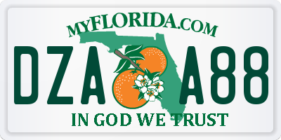 FL license plate DZAA88