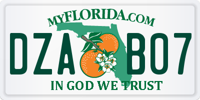 FL license plate DZAB07