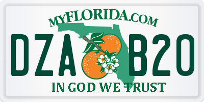 FL license plate DZAB20