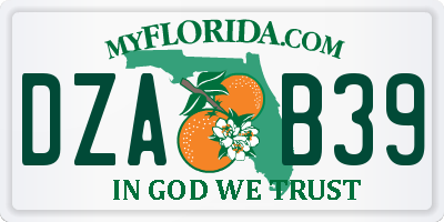FL license plate DZAB39