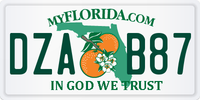 FL license plate DZAB87