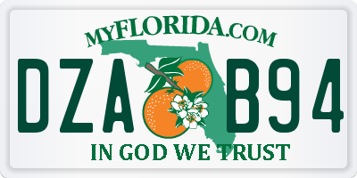 FL license plate DZAB94