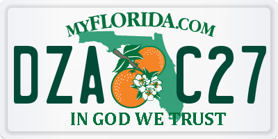 FL license plate DZAC27