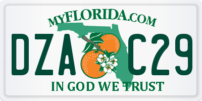 FL license plate DZAC29