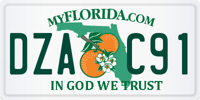 FL license plate DZAC91