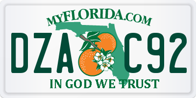 FL license plate DZAC92
