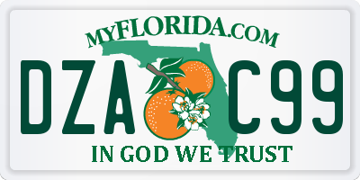 FL license plate DZAC99