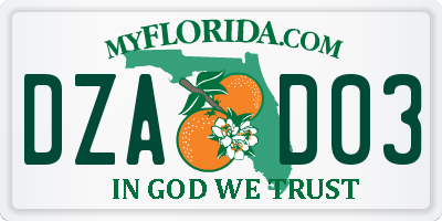 FL license plate DZAD03