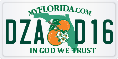 FL license plate DZAD16