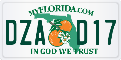 FL license plate DZAD17