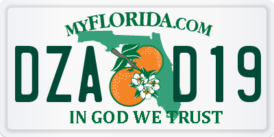 FL license plate DZAD19